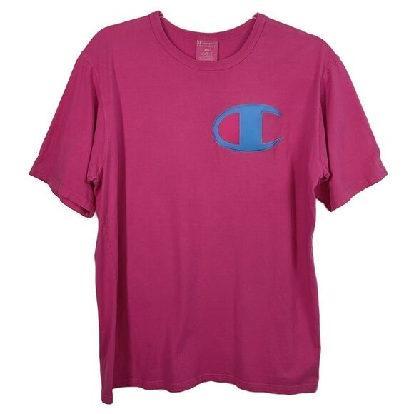 Champion Pink Reverse Weave Big C Short Sleeve T-Shirt Large - Picture 6 of 6
